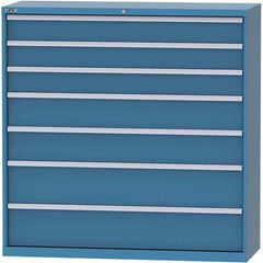 LISTA - 7 Drawer, 84 Compartment Bright Blue Steel Modular Storage Cabinet - Americas Tooling