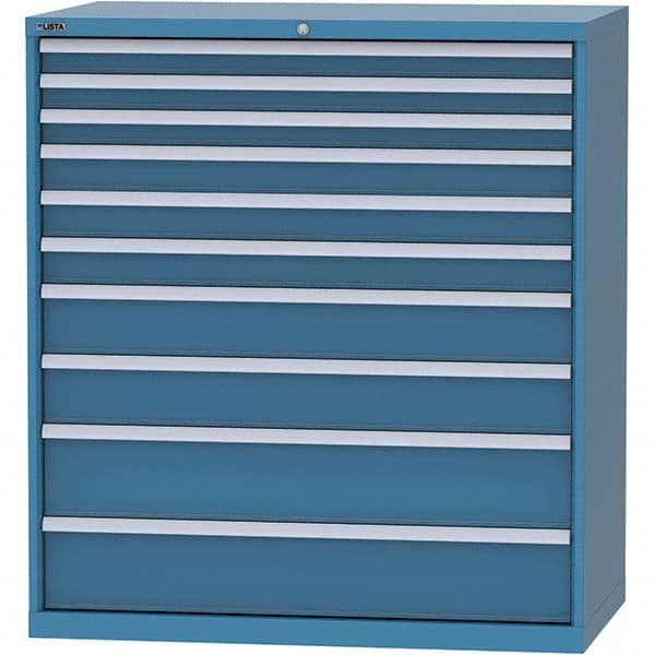 LISTA - 10 Drawer, 159 Compartment Bright Blue Steel Modular Storage Cabinet - Americas Tooling