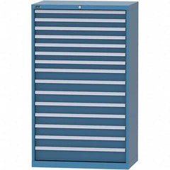 LISTA - 15 Drawer, 84 Compartment Bright Blue Steel Modular Storage Cabinet - Americas Tooling