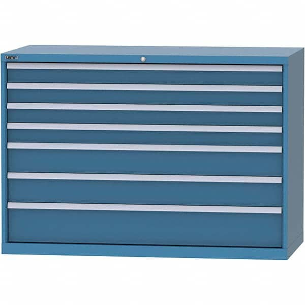 LISTA - 7 Drawer, 84 Compartment Bright Blue Steel Modular Storage Cabinet - Americas Tooling