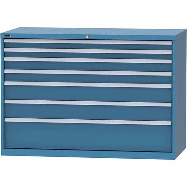 LISTA - 7 Drawer, 84 Compartment Bright Blue Steel Modular Storage Cabinet - Americas Tooling