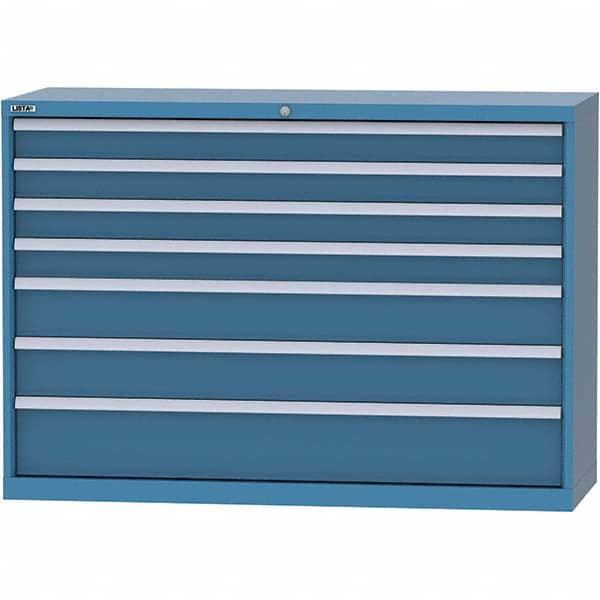 LISTA - 7 Drawer, 84 Compartment Bright Blue Steel Modular Storage Cabinet - Americas Tooling