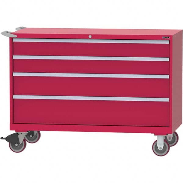 LISTA - 4 Drawer, 84 Compartment Red Steel Modular Storage Cabinet - Americas Tooling