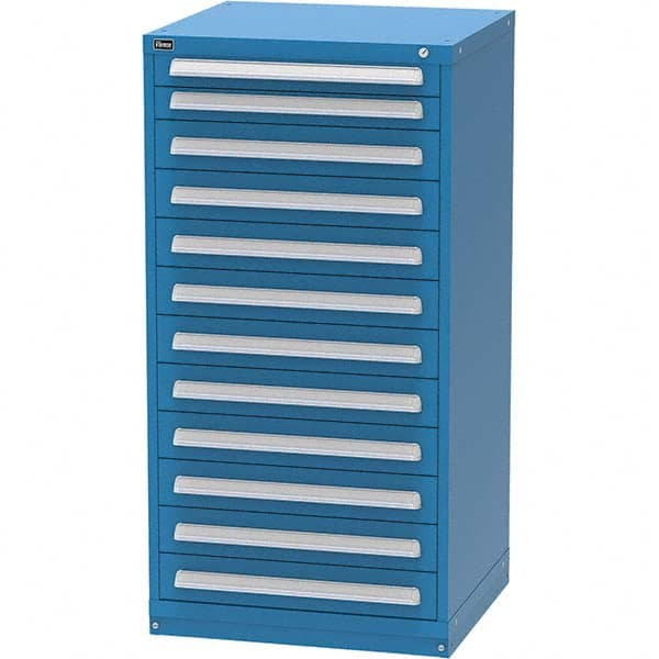 Vidmar - 12 Drawer, 344 Compartment Bright Blue Steel Modular Storage Cabinet - Americas Tooling