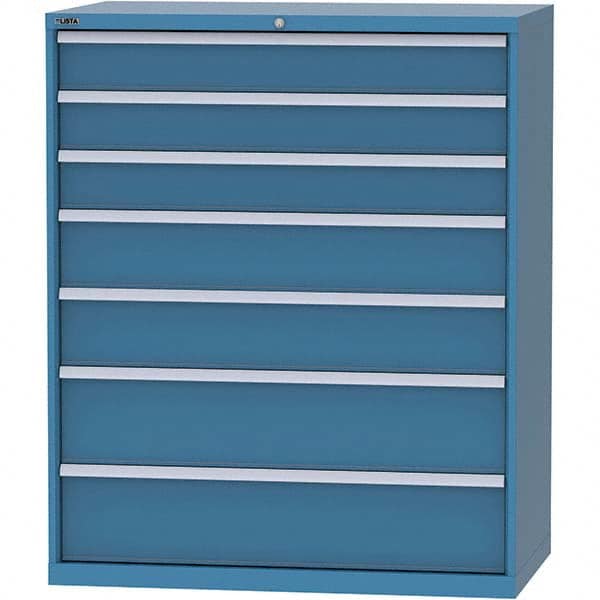 LISTA - 7 Drawer, 159 Compartment Bright Blue Steel Modular Storage Cabinet - Americas Tooling