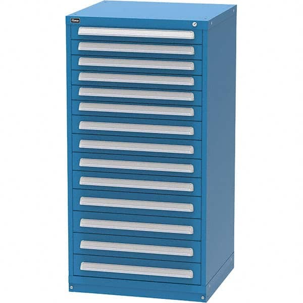 Vidmar - 14 Drawer Bright Blue Steel Modular Storage Cabinet - Americas Tooling