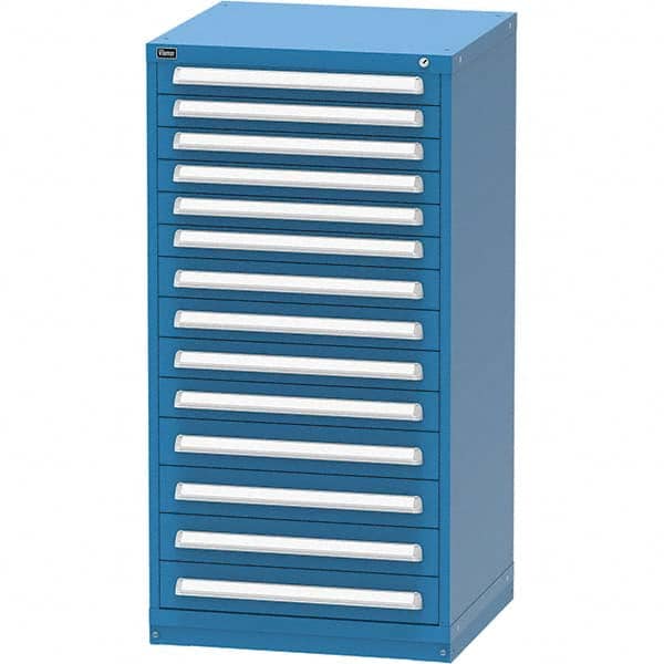 Vidmar - 14 Drawer, 124 Compartment Bright Blue Steel Modular Storage Cabinet - Americas Tooling