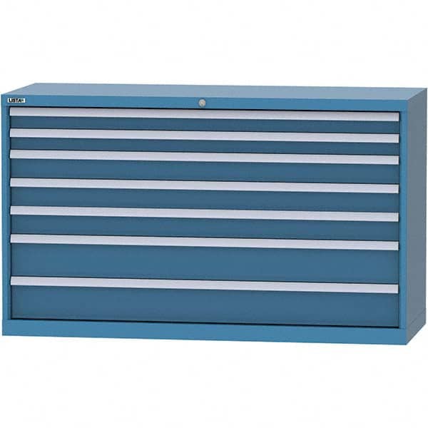 LISTA - 7 Drawer, 84 Compartment Bright Blue Steel Modular Storage Cabinet - Americas Tooling