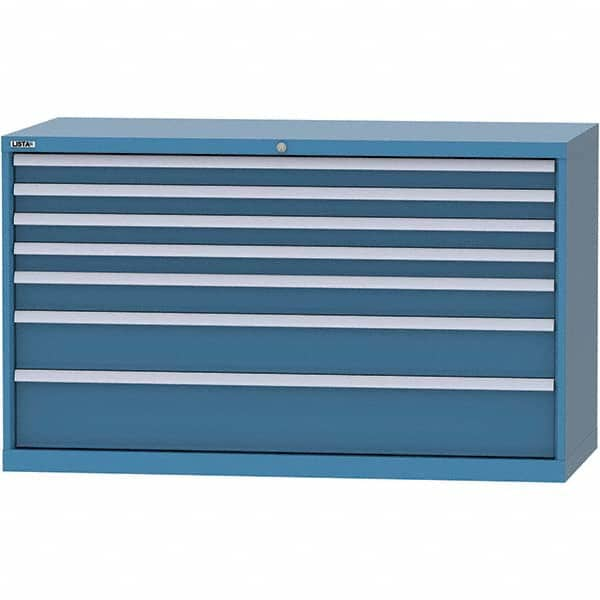 LISTA - 7 Drawer, 84 Compartment Bright Blue Steel Modular Storage Cabinet - Americas Tooling