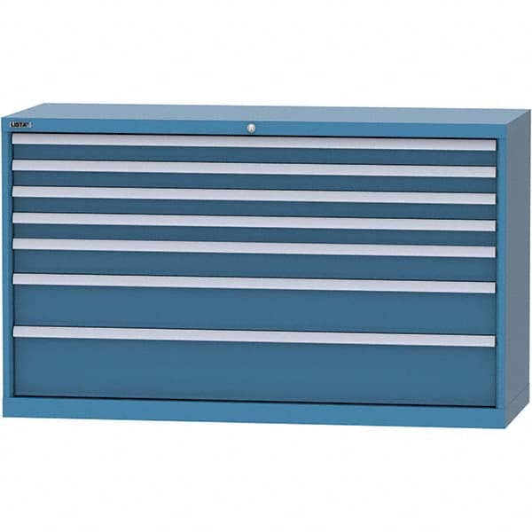 LISTA - 7 Drawer, 84 Compartment Bright Blue Steel Modular Storage Cabinet - Americas Tooling