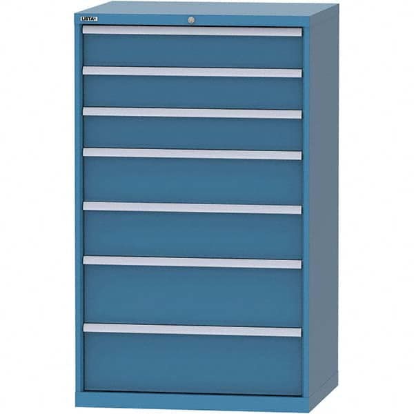 LISTA - 7 Drawer, 84 Compartment Bright Blue Steel Modular Storage Cabinet - Americas Tooling