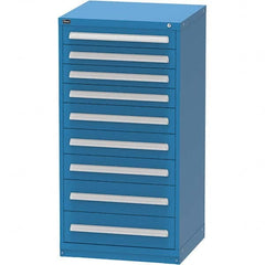 Vidmar - 9 Drawer, 124 Compartment Bright Blue Steel Modular Storage Cabinet - Americas Tooling