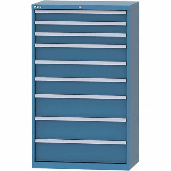 LISTA - 9 Drawer, 84 Compartment Bright Blue Steel Modular Storage Cabinet - Americas Tooling