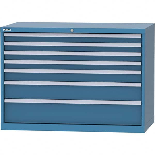 LISTA - 7 Drawer, 99 Compartment Bright Blue Steel Modular Storage Cabinet - Americas Tooling