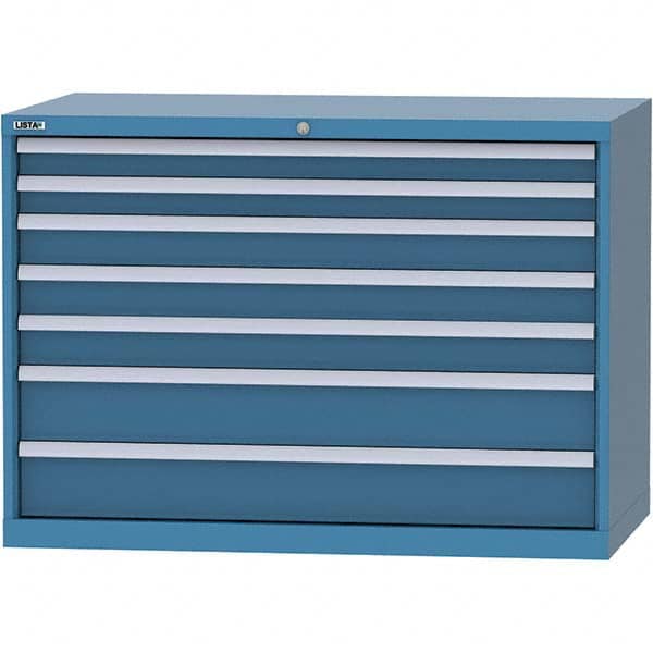 LISTA - 7 Drawer, 99 Compartment Bright Blue Steel Modular Storage Cabinet - Americas Tooling