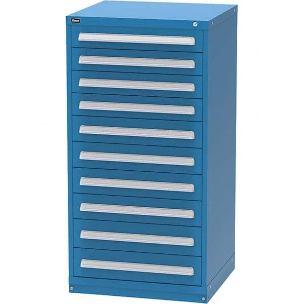 Vidmar - 10 Drawer, 124 Compartment Bright Blue Steel Modular Storage Cabinet - Americas Tooling