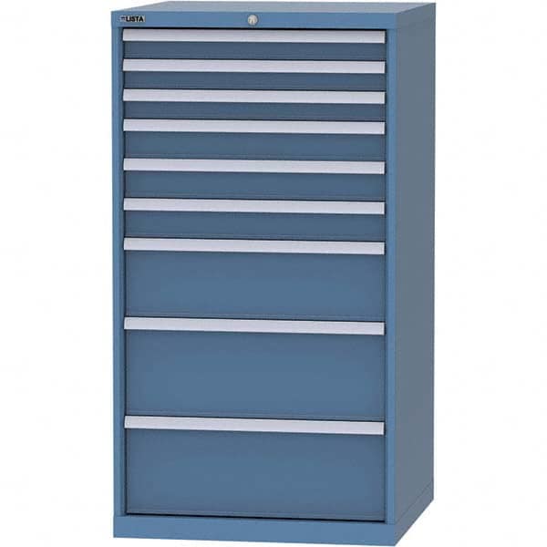 LISTA - 9 Drawer, 45 Compartment Bright Blue Steel Modular Storage Cabinet - Americas Tooling