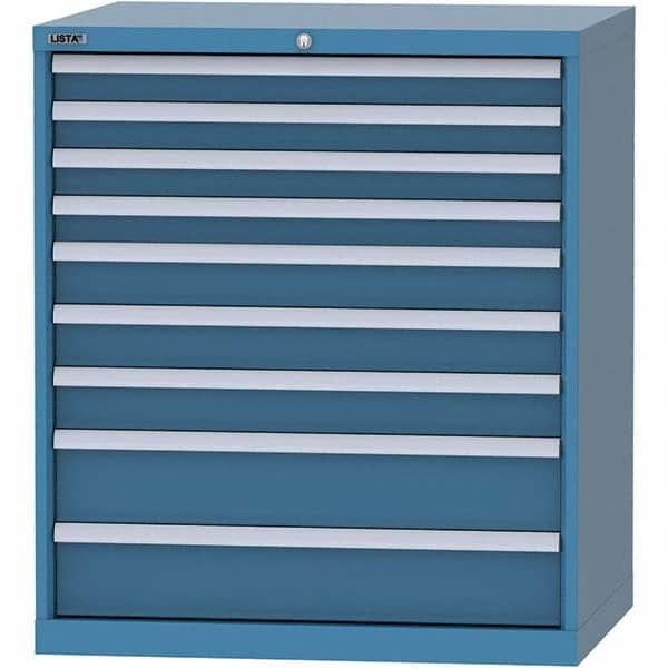 LISTA - 9 Drawer, 84 Compartment Bright Blue Steel Modular Storage Cabinet - Americas Tooling