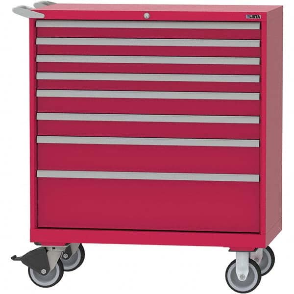 LISTA - 8 Drawer, 84 Compartment Red Steel Modular Storage Cabinet - Americas Tooling