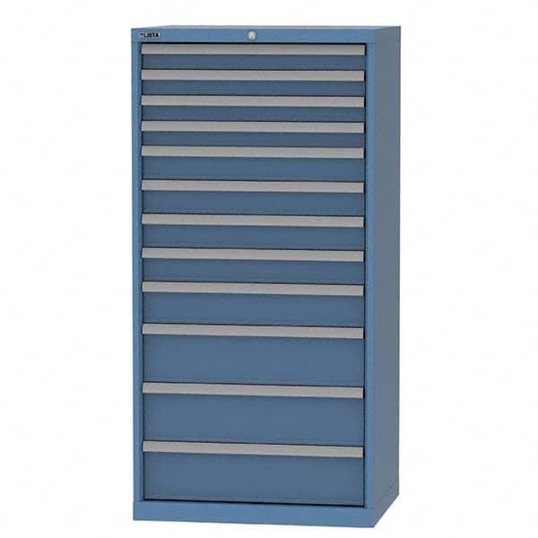 LISTA - 12 Drawer, 93 Compartment Bright Blue Steel Modular Storage Cabinet - Americas Tooling