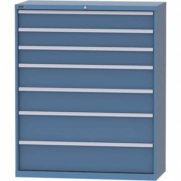 LISTA - 7 Drawer, 99 Compartment Bright Blue Steel Modular Storage Cabinet - Americas Tooling