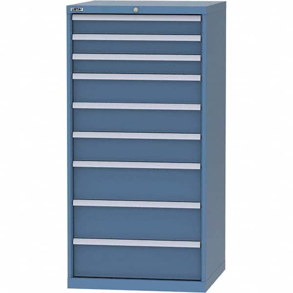 LISTA - 9 Drawer, 45 Compartment Bright Blue Steel Modular Storage Cabinet - Americas Tooling