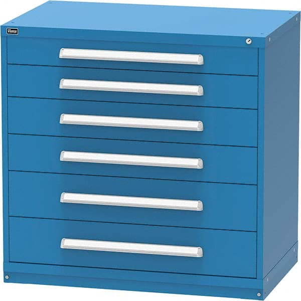 Vidmar - 6 Drawer, 45 Compartment Bright Blue Steel Modular Storage Cabinet - Americas Tooling