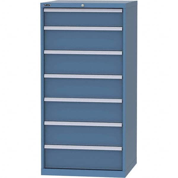 LISTA - 7 Drawer, 45 Compartment Bright Blue Steel Modular Storage Cabinet - Americas Tooling