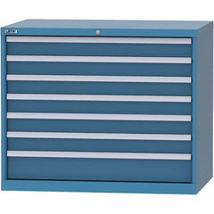 LISTA - 7 Drawer, 99 Compartment Bright Blue Steel Modular Storage Cabinet - Americas Tooling