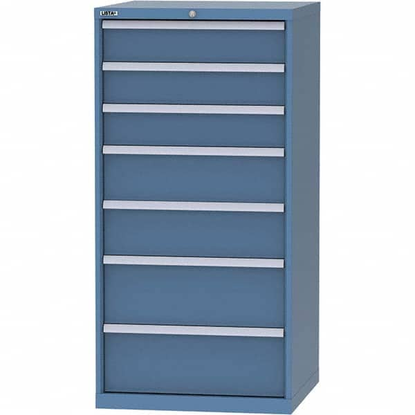 LISTA - 7 Drawer, 45 Compartment Bright Blue Steel Modular Storage Cabinet - Americas Tooling