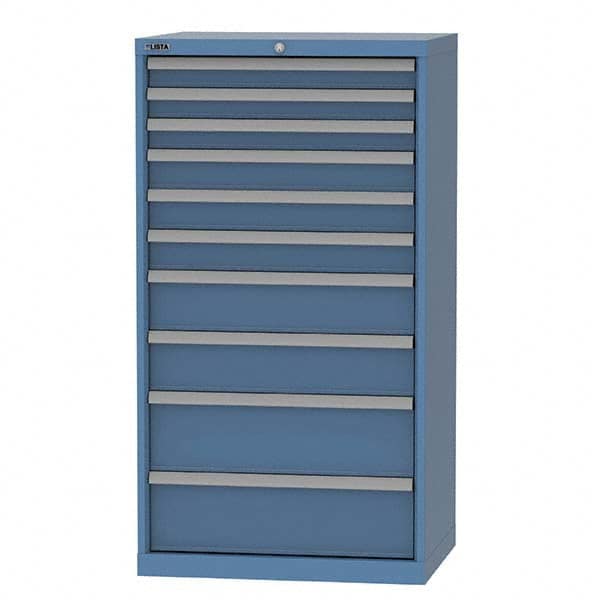 LISTA - 10 Drawer, 124 Compartment Bright Blue Steel Modular Storage Cabinet - Americas Tooling