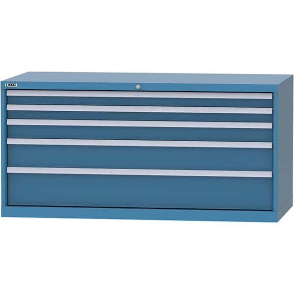 LISTA - 5 Drawer, 84 Compartment Bright Blue Steel Modular Storage Cabinet - Americas Tooling