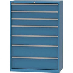 LISTA - 7 Drawer, 84 Compartment Bright Blue Steel Modular Storage Cabinet - Americas Tooling