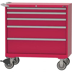 LISTA - 5 Drawer, 84 Compartment Red Steel Modular Storage Cabinet - Americas Tooling