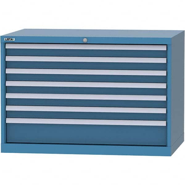 LISTA - 7 Drawer, 84 Compartment Bright Blue Steel Modular Storage Cabinet - Americas Tooling