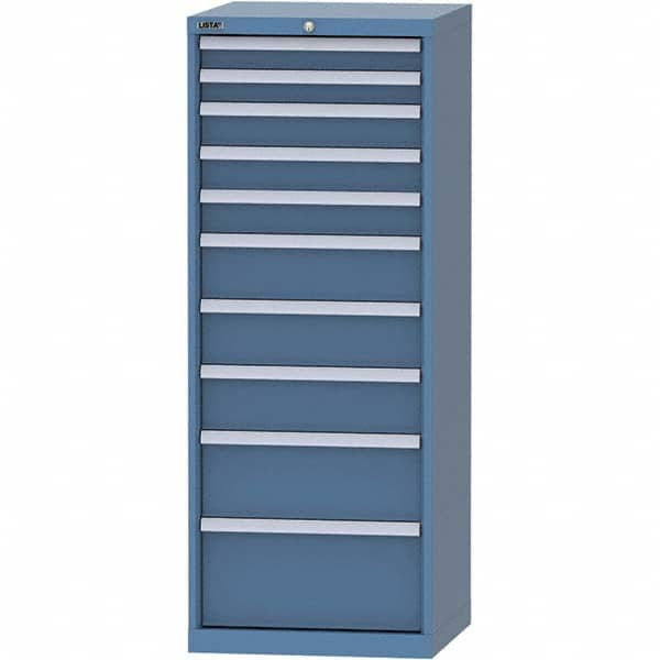 LISTA - 10 Drawer, 84 Compartment Bright Blue Steel Modular Storage Cabinet - Americas Tooling