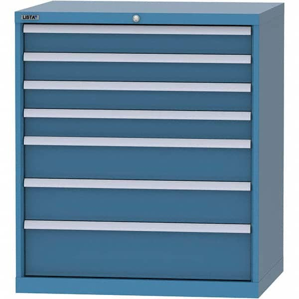 LISTA - 7 Drawer, 84 Compartment Bright Blue Steel Modular Storage Cabinet - Americas Tooling