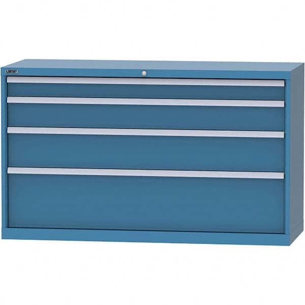 LISTA - 4 Drawer, 84 Compartment Bright Blue Steel Modular Storage Cabinet - Americas Tooling