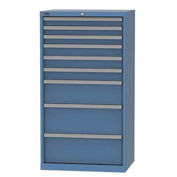 LISTA - 9 Drawer, 124 Compartment Bright Blue Steel Modular Storage Cabinet - Americas Tooling