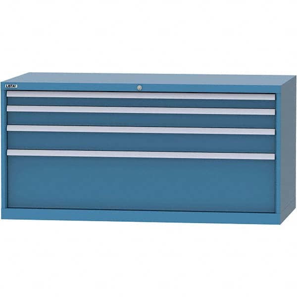 LISTA - 4 Drawer, 84 Compartment Bright Blue Steel Modular Storage Cabinet - Americas Tooling