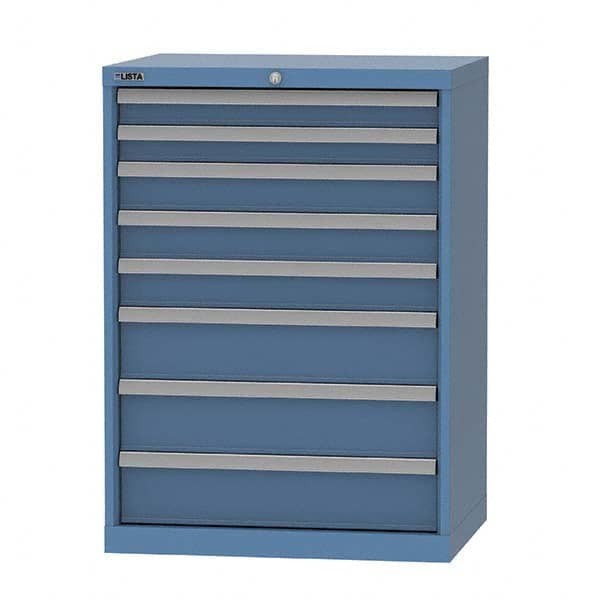 LISTA - 8 Drawer, 124 Compartment Bright Blue Steel Modular Storage Cabinet - Americas Tooling