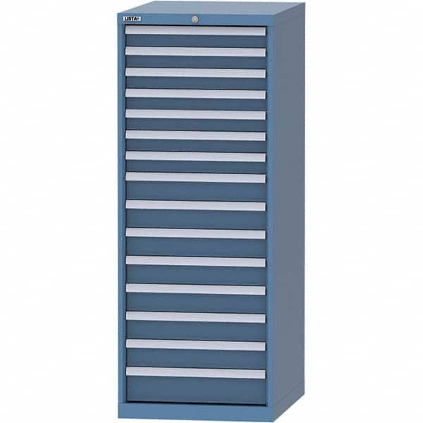 LISTA - 15 Drawer, 99 Compartment Bright Blue Steel Modular Storage Cabinet - Americas Tooling