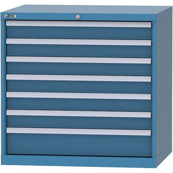 LISTA - 7 Drawer, 84 Compartment Bright Blue Steel Modular Storage Cabinet - Americas Tooling