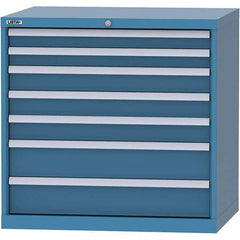 LISTA - 7 Drawer, 84 Compartment Bright Blue Steel Modular Storage Cabinet - Americas Tooling