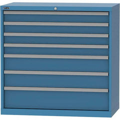 LISTA - 7 Drawer, 84 Compartment Bright Blue Steel Modular Storage Cabinet - Americas Tooling