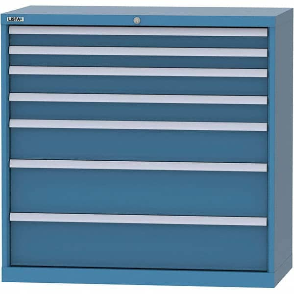 LISTA - 7 Drawer, 84 Compartment Bright Blue Steel Modular Storage Cabinet - Americas Tooling