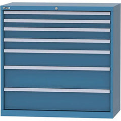 LISTA - 7 Drawer, 84 Compartment Bright Blue Steel Modular Storage Cabinet - Americas Tooling