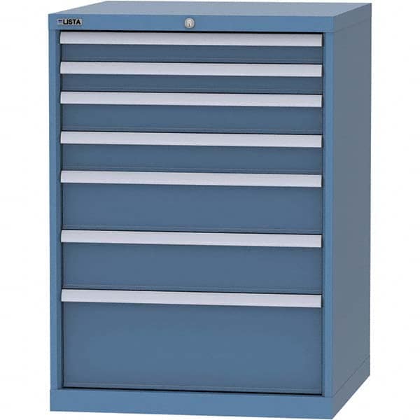 LISTA - 7 Drawer, 45 Compartment Bright Blue Steel Modular Storage Cabinet - Americas Tooling