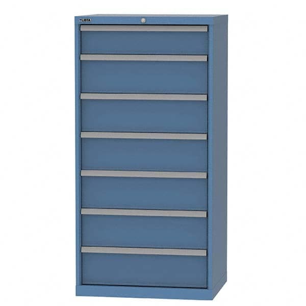 LISTA - 7 Drawer, 124 Compartment Bright Blue Steel Modular Storage Cabinet - Americas Tooling