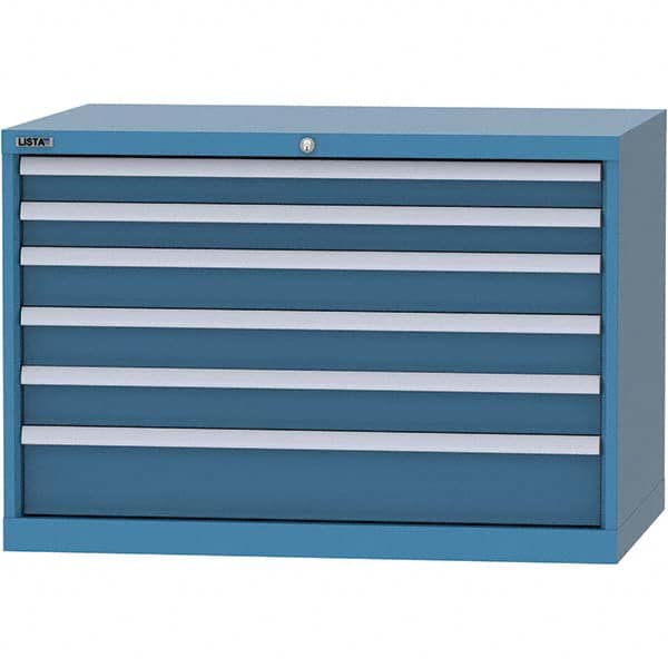 LISTA - 6 Drawer, 84 Compartment Bright Blue Steel Modular Storage Cabinet - Americas Tooling